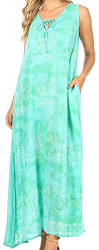 Robe longue imprimée femme Sakkas Leonor sans manches style bohème chic