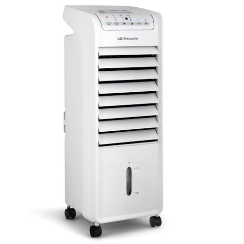 Orbegozo Air 46 Climatiseur par évaporation 3-en-1, 3 vitesses, minuterie, accumulateurs de froid, réservoir de 6 l, télécommande, silencieux, 55 W, plastique/métal