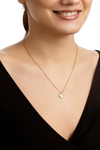 Four Leaf Clover Necklace - 18K Gold Plated Cute Shamrock Necklaces, Unique Dainty Heart Jewelry, Lucky Charm Pendant for Women3
