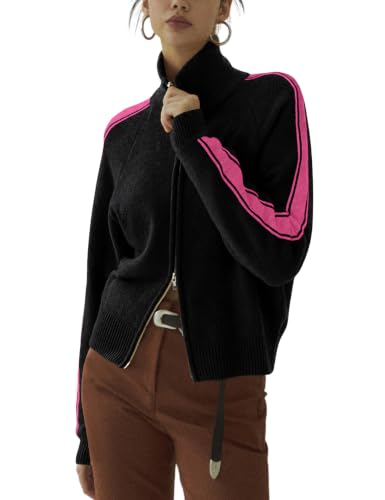 Image of Qiaomai Womens Cardigan Sweaters Zip Up Long Sleeve Knit Sweater Jacket Open Front Outerwear Coats