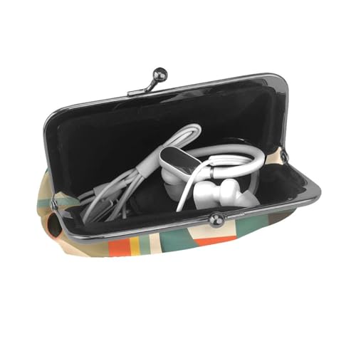 Mid-Century Modern Art Cat print Women's leather kiss lock coin wallet Portable wallet for office and travel4