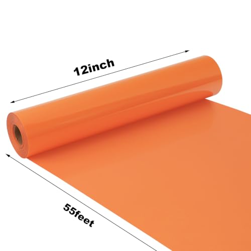 Image of guangyintong Heat Transfer Vinyl 12 inch x 55ft Orange Iron on Vinyl