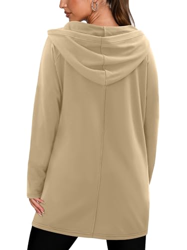 KISSMODA Women Hoodies Dress Long Sweatshirts Dress Raglan Sleeves Oversized Sweatshirts with Pocket 2025 Fall Winter Trendy