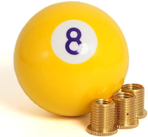 EROSTO No.8 Yellow and Purple ,Billiard Round Shift Knob,Manual Gear Shift Knob Shifter with 3 Adapters Universal Fit for Manual Car (Yellow), Yellow,Copper,Purple