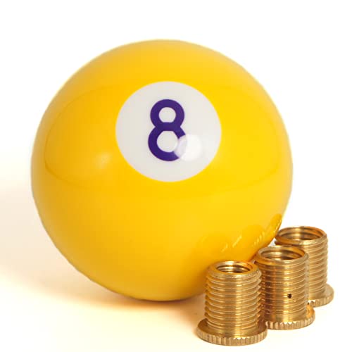 Erosto No.8 Yellow And Purple ,Billiard Round Shift Knob,Manual Gear Shift Knob Shifter With 3 Adapters Universal Fit For Manual Car (Yellow), Yellow,Copper,Purple #TOP2