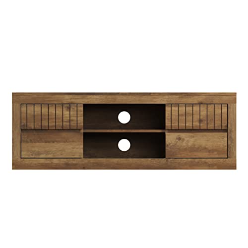 GFW Cartmel Dark Oak TV Entertainment Cabinet Unit With Storage Shelves & 4 Drawers, 130 x 39.5 x 44.8 cm, Knotty Oak - Image 2