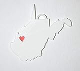 YNGLLC WEST Virginia State Outline Charleston RED Heart Cutout Hanging Ornament Holiday Christmas...
