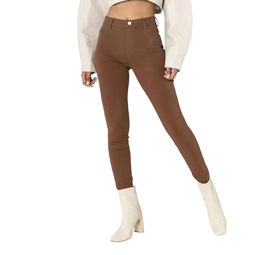Nina Carter A006 damskie legginsy z wysokim stanem, spodnie stretch bez zamka błyskawicznego – spodnie skinny fit z kieszeniami na pośladkach, dopasowane do sylwetki, elastyczne, XL Szczupły