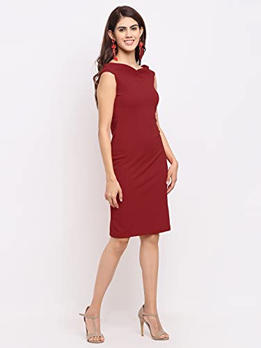Image of Shasmi Women's Comfortable Mustard Sweetheart Neck Sleeveless Solid Midi Bodycon Casual Western Stylish Dress for Womens