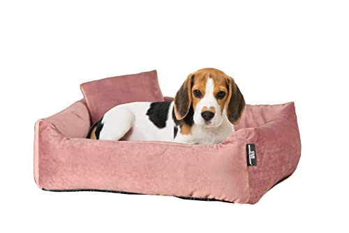 Hundebett Kuschelsofa Hund Weich + Hundekotbeutelset (M, Rosé)