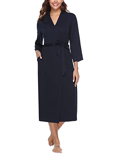 Nieery Vestaglie Donna Cotone Elegante Scollo a V Vestaglia Kimono Donna Lungo con Cintura e Tasca