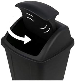 13 Gallon Kitchen Trash Can with Lid – Black Plastic Swing Top Garbage Can, Tall Bathroom Trash Can for Kitchens & Pantries Home Office (Black) - 2