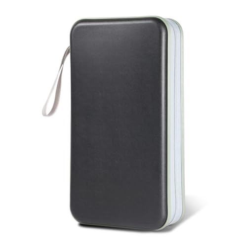 YILAG CD/DVD Case Storage, 100 Capacity Holder - Plastic Disc Case Storage Wallet Binder for Car, Home, Office, Travel (1P Black)