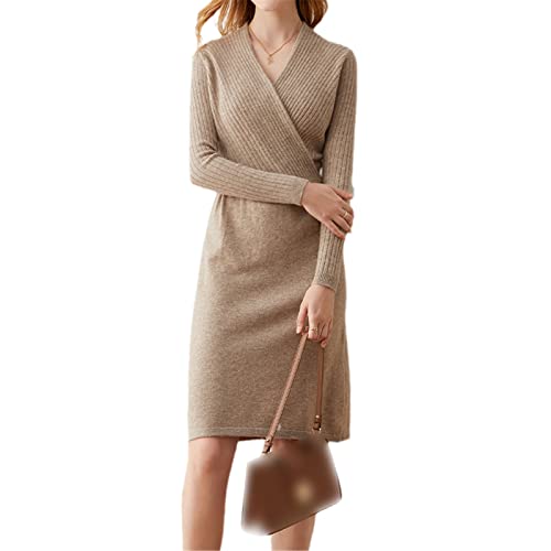 Robe en tricot décontractée en cachemire camel pour vos sorties citadines