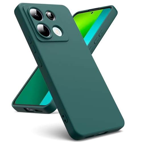 Oududianzi - Funda Compatible con Xiaomi Redmi Note 13 Pro 5G / Xiaomi Poco X6 5G [Carcasa de Silicona Líquida][Interior de Microfibra] Carcasa Antigolpes Protección Gel Ultra Suave Funda-Verde Noche