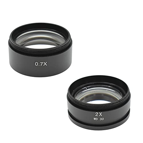 顕微鏡キット 0.5X 0.7X 2X 1x 双眼三眼顕微鏡実体顕微鏡補助対物レンズバーローレンズ増加作動距離 顕微鏡レンズアダプター(0.7X 2X)