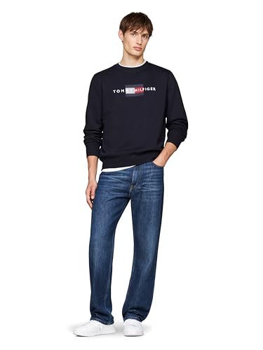 Tommy Hilfiger mens Medium Weight Crewneck Sweatshirt With Embroidered Flag Logo3