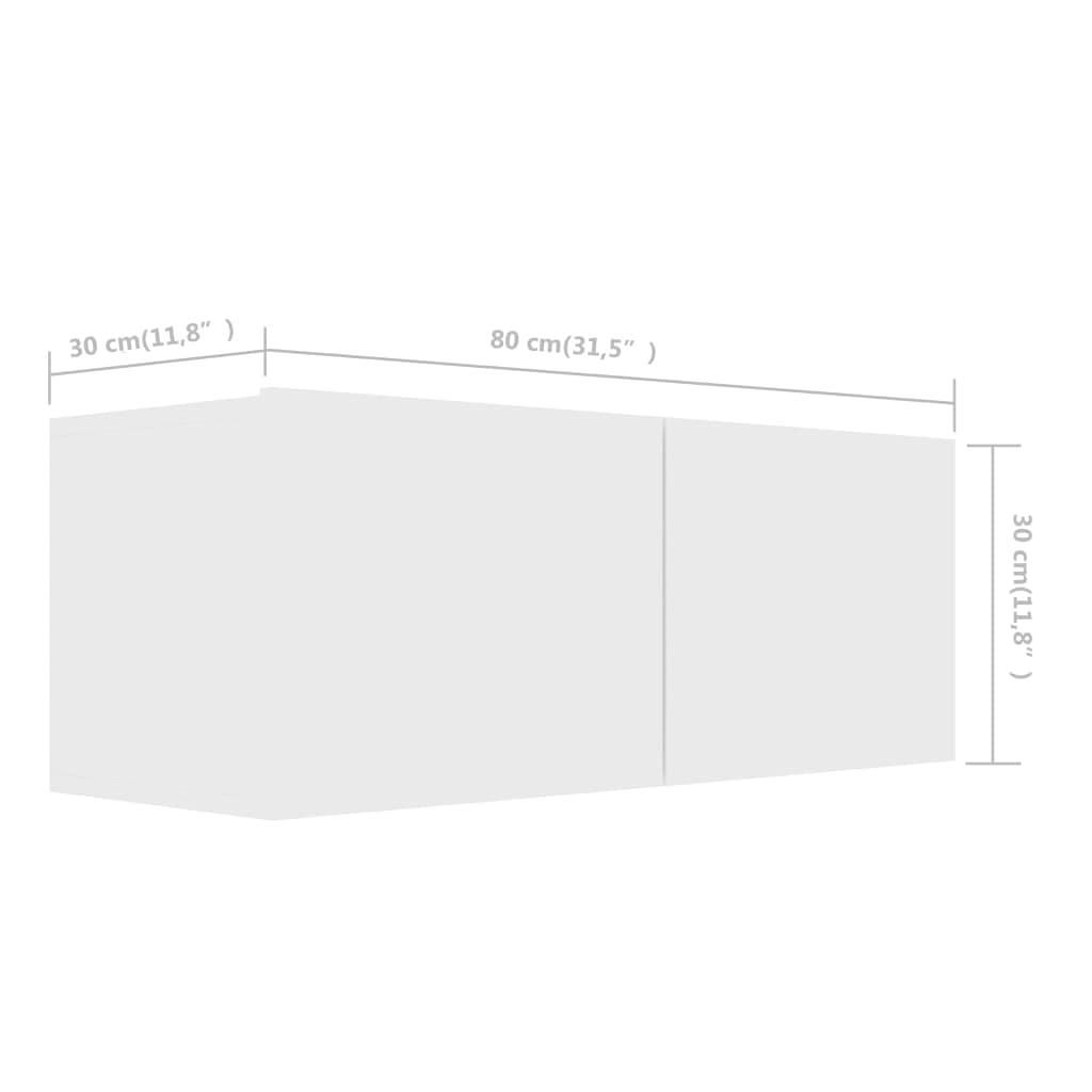 7-TLG. TV-Schrank-Set Weiß, Holzwerkstoff, Modernes Media-Center, Wandmontage, Stauraum für Wohnzimmer, Schlafzimmer, 80x30x30 cm