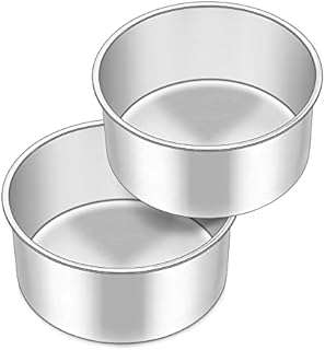Joyfair 6 Inch Round Cake Tin, Stainless Steel 7.5cm Deep Cake Tins Set of 2, Extra Deep Cake Pan for Baking, Birthday/Christmas, Mirror Finish, Healthy & Durable, Dishwasher Safe, 16cm