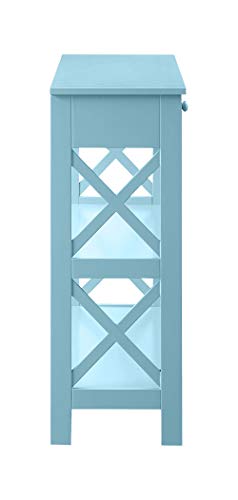 Image of Convenience Concepts Oxford 1-Drawer Console Table 39.5 inch - Farmhouse Sofa Display with Storage Shelf For Living, Family, & Dining Room, Modern Entryway Hall Table for Kitchen, Bedroom, Sea Foam Blue