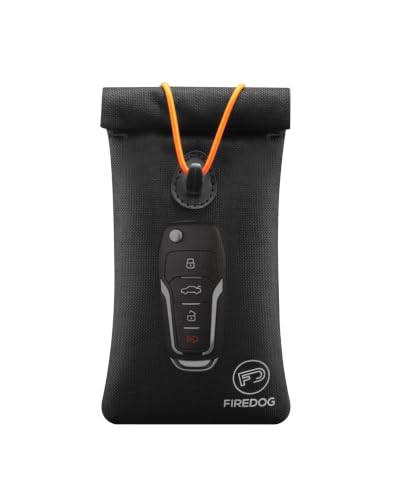 FIREDOG Faraday Pouch for Car Keys and Cell Phone Key Signal Blocking Bag Anti Theft Car Protection Cell Phone WiFi/GSM/LTE/NFC/RFID/Keyless Entry Fob Signal Blocking Bag (Black)