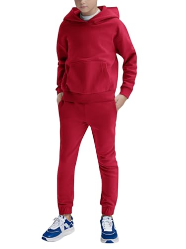 Image of Haloumoning Boys 2 Piece Outfits Sweatsuits Long Sleeve Pullover Hoodie and Sweatpants Tracksuit Set 5-14 Years