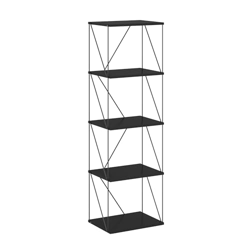 Furinno Rata Estantería Industrial Multifuncional de 5 Niveles con Base Plana y Marco Metálico, Estrecha, Americano