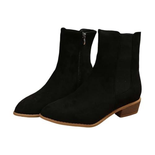 Bottines noires pour femme talon bloc pour marcher en ville tout l'hiver