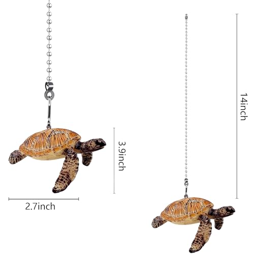 Image of Turtle Ceiling Fan Pull Chain,Cute Realistic Sea Turtle Fan String Pulls Charm Extension Decorative,12in 3mm Diameter Beaded Fan Light Pull Chains Extender Ornaments for Kids Room