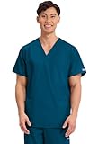 Cherokee Workwear Scrubs Unisex V-Neck Top, Caribbean Blue, Medium