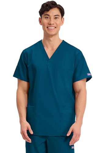Cherokee Originals Unisex V-Neck Scrubs Shirt, Caribbean Blue, Medium
