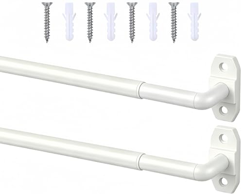 2 Pack Small Curtain Rods Adjustable 18-32 Inch White Sash Rod for French Doors Windows 5/8 In.Diameter
