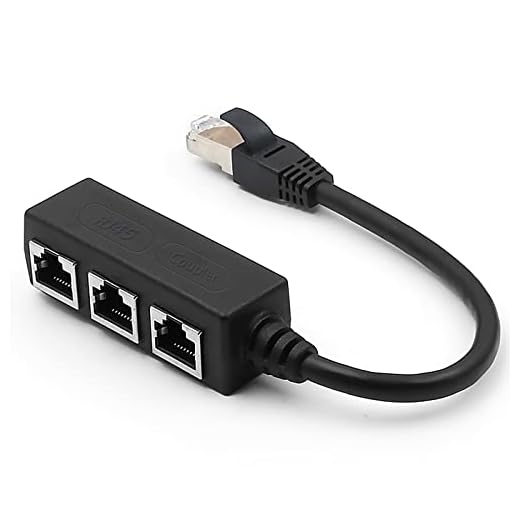 NOBVEQ RJ45 Ethernet Splitter, RJ45 1 Male to 3 x Female LAN Ethernet Splitter Adapter Cable Suitable Super Cat5, Cat5e, Cat6, Cat 7 LAN Ethernet Socket Connector Adapter-Black