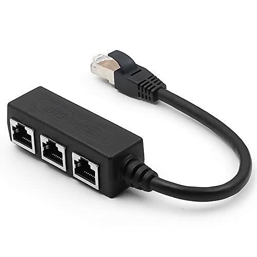 NOBVEQ RJ45 Ethernet Splitter, RJ45 1 Male to 3 x Female LAN Ethernet Splitter Adapter Cable Suitable Super Cat5, Cat5e, Cat6, Cat7 LAN Ethernet Socket Connector Adapter-Black by Western Digital - Used condition - US$8.29