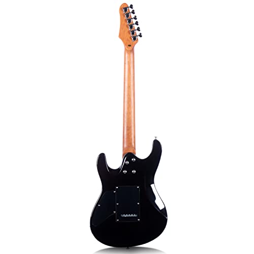 Volgoa Vsr-1 Electric Guitar With Mahogany Solid Body,Roasted Maple Neck, And Hpl Fingerboard 6 String Guitar (Black-Synthetic Veneer) #TOP2