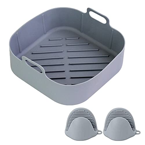 WANAONE Accesorios para freidora de Aire, Olla de Silicona Cuadrada para freidora de Aire con Guantes, Accesorios de Horno para freidoras de Aire seguras para Alimentos, Cesta de freidora de Aire Cover