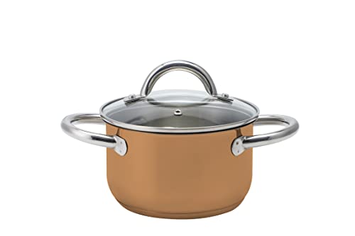 ECHTWERK 8-Piece Induction Cooking Pot Set, Stainless Steel, Glass Lid, 3 x Saucepan, Saucepan and Frying Pan, Copper Edition, Suitable for All Types of Cookers - Image 2