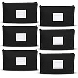 6 Stück Geldtaschen Banktasche 28 X 15,5 cm, Schwarz Geldtasche aus Kunstleder Geldscheine Aufbewahrung Wasserdicht A5 Dokumentenmappe Geldmappe mit Reißverschluss und Fenster