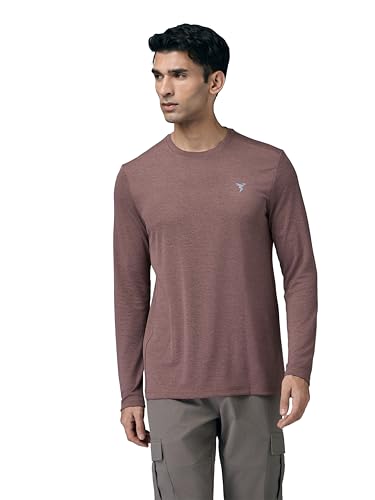 Image of TECHNOSPORT Men's Slim Fit Full Sleeve Round Neck T-Shirt, Double Cool Quick Dry Moisture Wicking Stretchable Sports Gym and Casual Wear