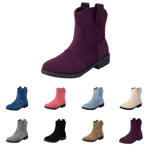 Bottines larges en daim à bout pointu pour femme en cuir suédé élégant et finitions haut de gamme