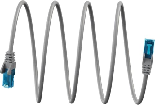 goobay Câble LAN ultra-flexible 20m - Câble de patch CAT 6A U/UTP - Gris, conducteur en cuivre, chemise TPE sans halogènes, connecteur RJ45, PoE/PoE+ adapté, surfaces de contact plaquées or 3μ - 79242