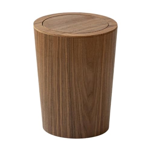 Poubelle en bois de noyer robuste avec couvercle rabattable élégant