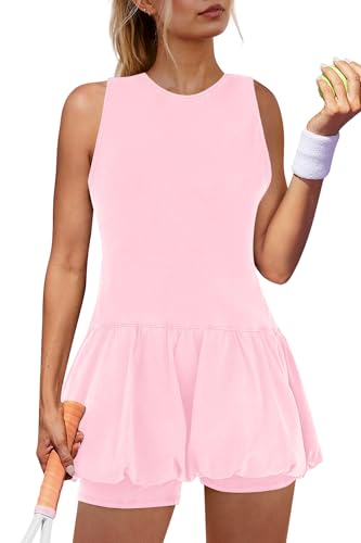 Panadila Womens Bubble Tennis Dress with Shorts Workout Athletic Dress Golf Outfits Backless Casual Activewear with Pockets