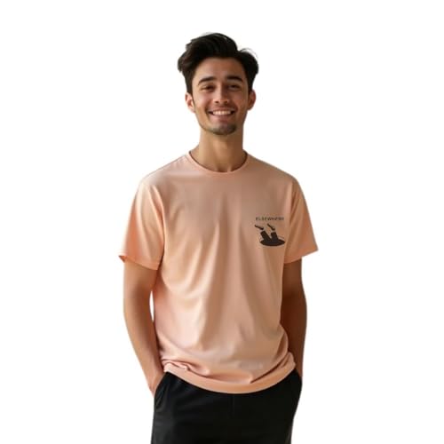 Image of NOBERO Men's Cotton Regular Fit Letter Print T-Shirt