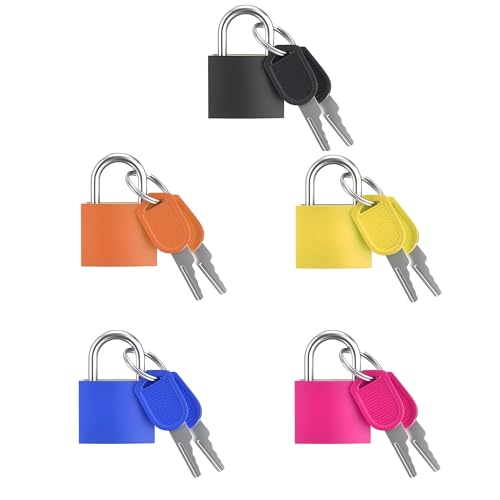 5 Pcs Suitcase Locks with Keys Small Padlock with Key Luggage Padlocks Mini Keyed Padlock for Travel Bags School Gym Locker Toolbox - 23mm (Colorful)