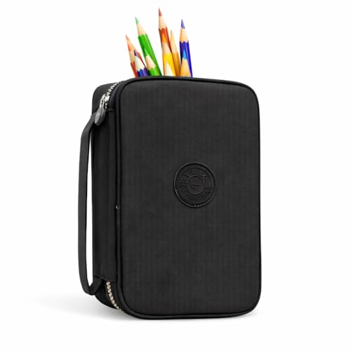 Estojo Box Organizador Escolar Com Divisórias Multifuncional 24 Elásticos Lápis Caneta 100 Pens Masculino Feminino Premium Preto