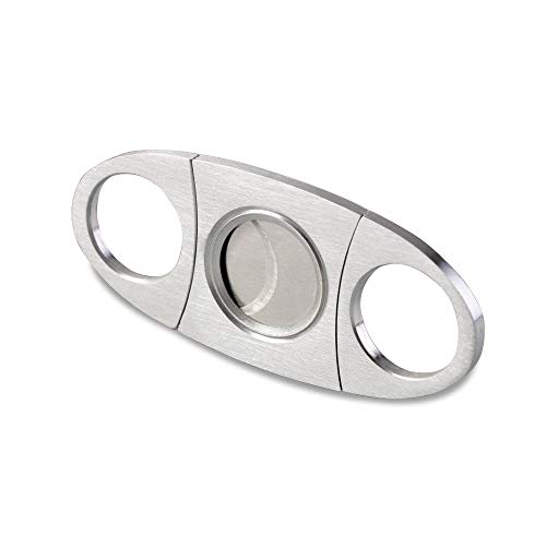 Unisun Sigarensnijder, roestvrij stalen sigarenknijder, dubbele messen scherp gereedschap om het einde van sigaar af te trekken