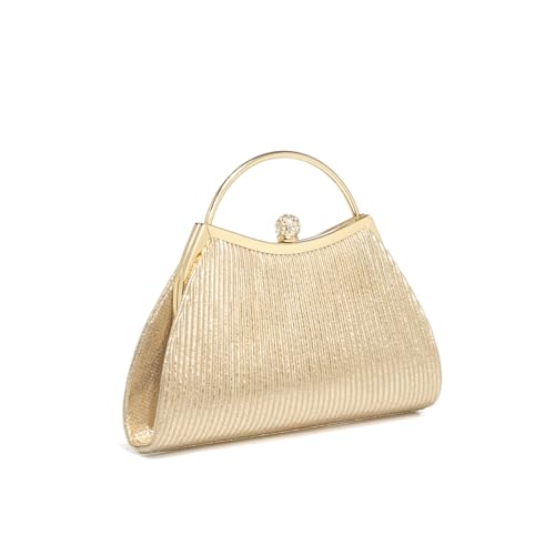 Tmore Evening Purses for Women Sparkly Handbags with Chain Womens Evening Bag for Wedding Party Prom (Gold)