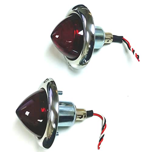 (2) Custom Baby Bullet Tail Lights - Stop/Turn/Tail - Red/Red - Hot Rat Street Rod #TOP21