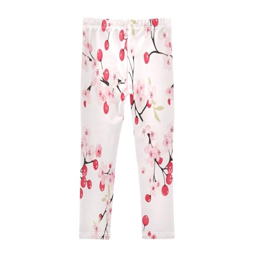 Bolaz Toddler Girls Leggings Printed Yoga Pants Leggings Pink Flower Cherry for Kids2